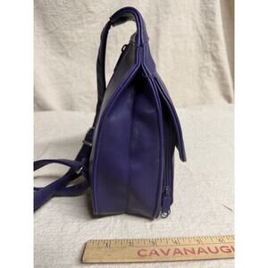 Vintage Purple Leather Mini Backpack Crossbody Bag Silver Turn Lock Small